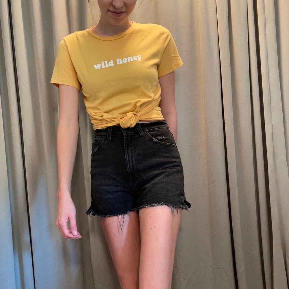 BDG black distressed denim shorts-size 25